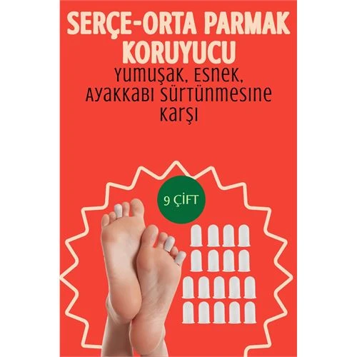 9 Çift Silikon Parmak Koruyucu – Serçe ve Orta Parmak Uyumlu | Yumuşak, Esnek, Ayakkabı Sürtünmesine Karşı ürün görseli 1