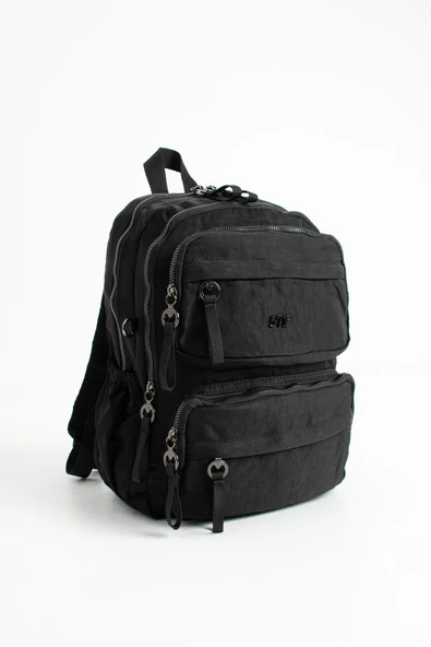 Yumuşak Dokulu Ultra Hafif, Esnek ve Su Geçirmez Polyamid Kumaş Sırt Çantası Siyah Model: (571-13-14A) - Resim 4