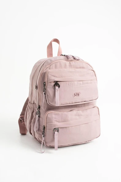 Yumuşak Dokulu Ultra Hafif, Esnek ve Su Geçirmez Polyamid Kumaş Sırt Çantası Pembe Model: (571-13-14A) - Resim 4