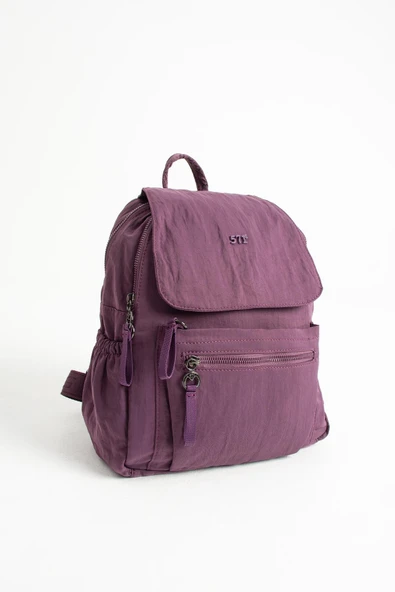 Yumuşak Dokulu Ultra Hafif, Esnek ve Su Geçirmez Polyamid Kumaş Sırt Çantası Mor Model: (571-13-14B) - Resim 4