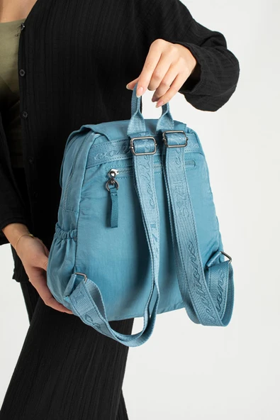 Yumuşak Dokulu Ultra Hafif, Esnek ve Su Geçirmez Polyamid Kumaş Sırt Çantası Mavi Model: (571-13-14B) - Resim 3