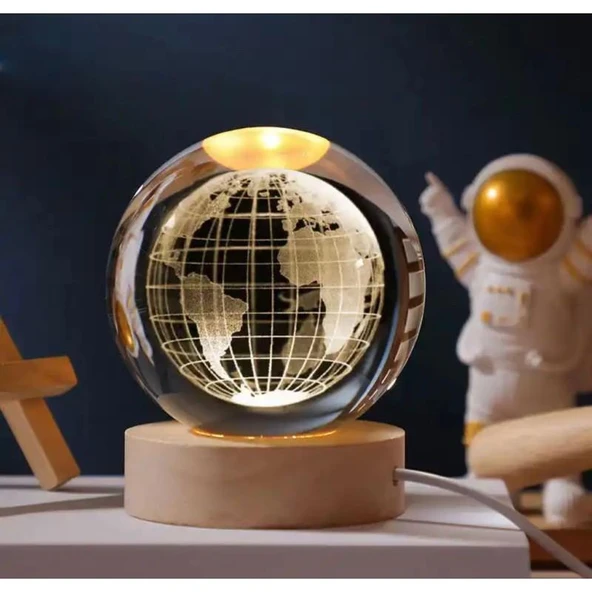 Dünya Renk Değiştiren Işıklı Cam Küre 8cm - Resim 2