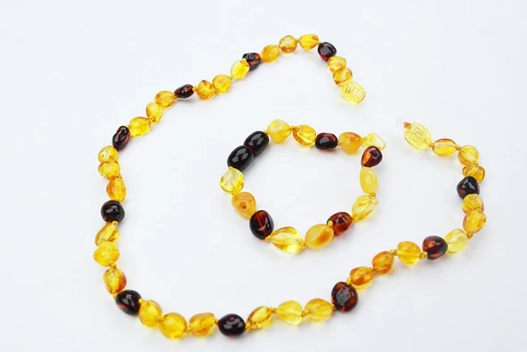 Gün Işığı Renkli Damla Kehribar Bebek Diş Seti - 3