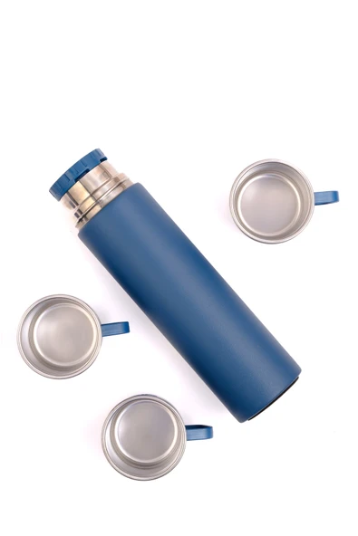 Paslanmaz Çelik 3 Bardaklı Termos 500ml - 6 Saat Sıcak, 12 Saat Soğuk Tutma Özelliği - Resim 4