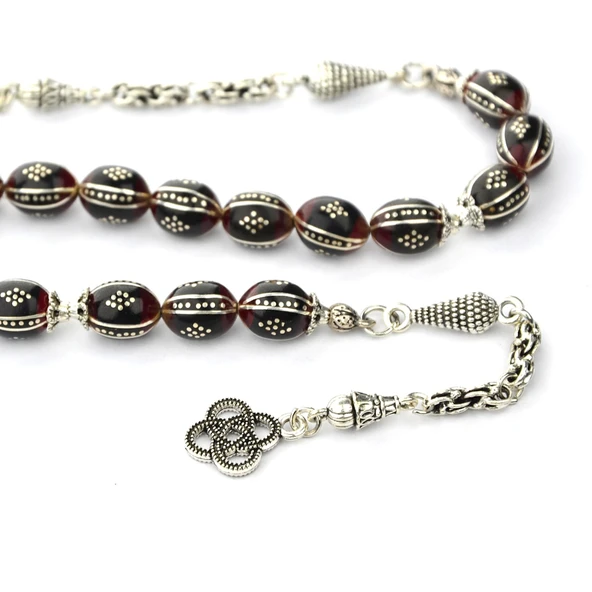 Beyzi Kesim Karpuz Baklava İşleme Oltu Taşı ve Galalith Zaza Tespih