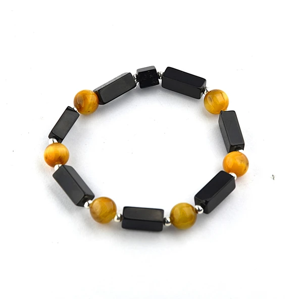 Hematit ve Kesme Oltu Taşı Bileklik - Resim 2