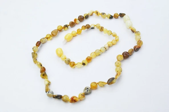 Fosilli Damla Kehribar Bebek Diş Seti