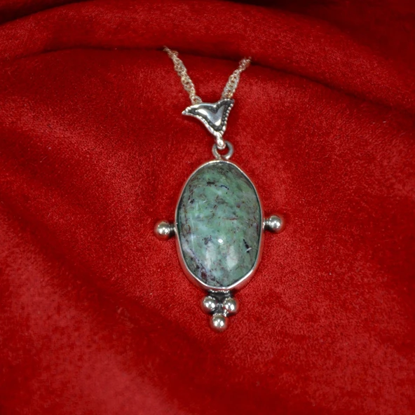 Ekinoks Gümüş Çerçeve Zümrüt Kadın  Kolye ürün görseli 1