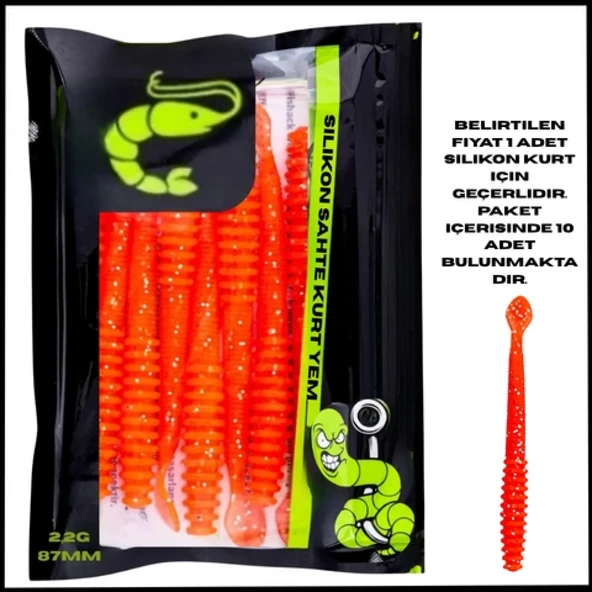 Uyguna-Yakala 2,2g 87mm - Turuncu UV Boyalı Silikon Sahte Kurt Yem - 1041-CGPN ürün görseli