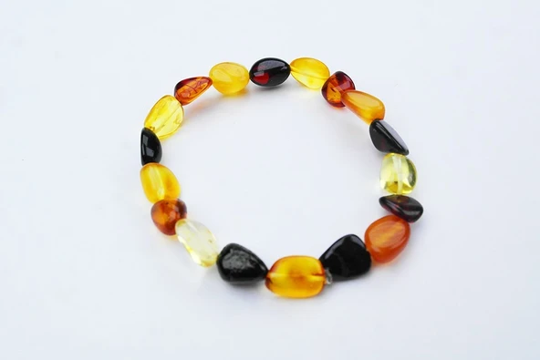 Gökkuşağı Doğal Kesim Damla Kehribar Yetişkin Bileklik ürün görseli 1