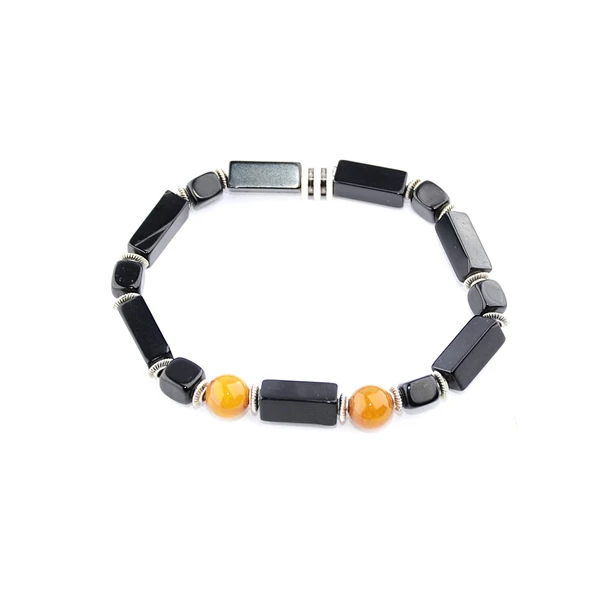 2'li Hematit ve Kesme Oltu Taşı Bileklik - Resim 2