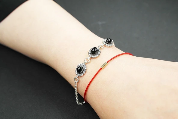 Tanem 925 Ayar Oltu Taşlı Gümüş Bileklik - Resim 4