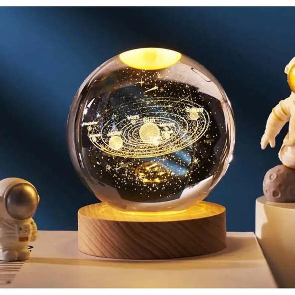 Gezegenler Renk Değiştiren Işıklı Cam Küre 8cm ürün görseli 1