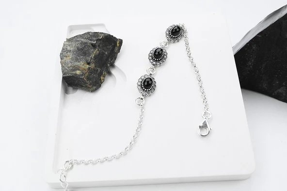 Tanem 925 Ayar Oltu Taşlı Gümüş Bileklik - Resim 3