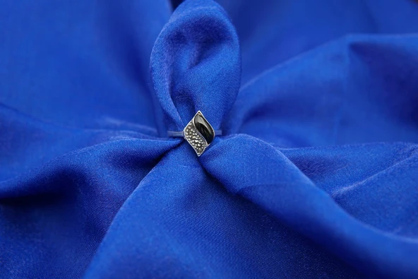 925 Ayar Kadın Gümüş Oltu Taşı  Yüzük sy00027 - Resim 4