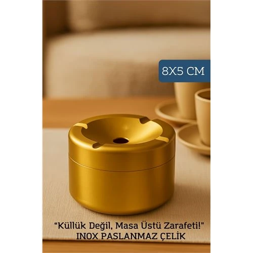 Inox Gold Paslanmaz Çelik Küllük – 8x 5 cm | Modern, Hijyenik ve Dayanıklı Tasarım ürün görseli 1