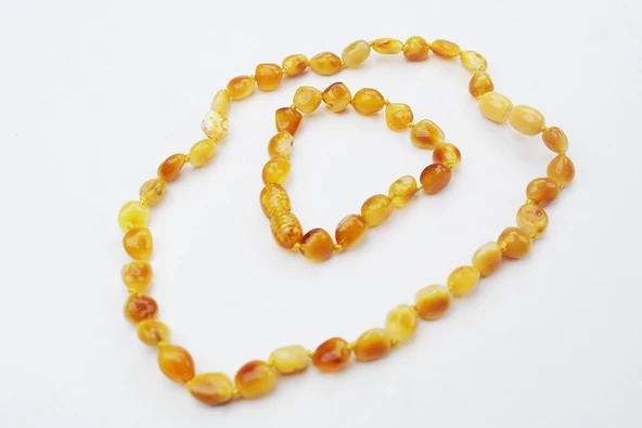 Amber Ateşi Renkli Damla Kehribar Bebek Diş Seti