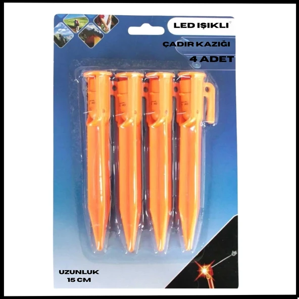 Uyguna-Yakala Led Işıklı - 4 Parça - 15 cm Çadır Kazığı-DIR.158 ürün görseli