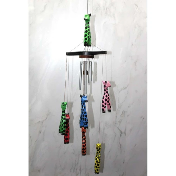 Ahşap Zürafalı Rüzgar Çanı ürün görseli