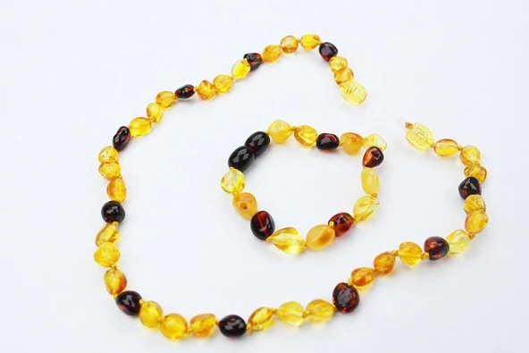 Karışık Renkli Damla Kehribar Bebek Diş Seti