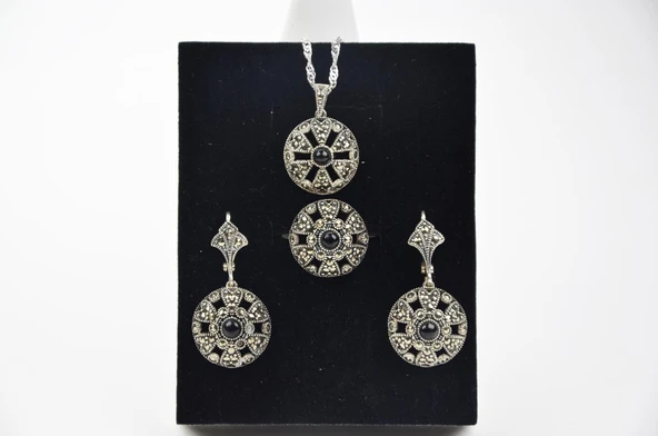 Çember Gümüş İşleme Kadın Takı Seti - 2