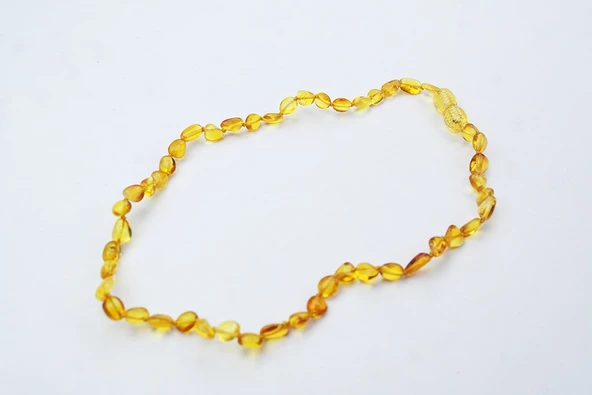 Bal Renkli Damla Kehribar Bebek Kolye