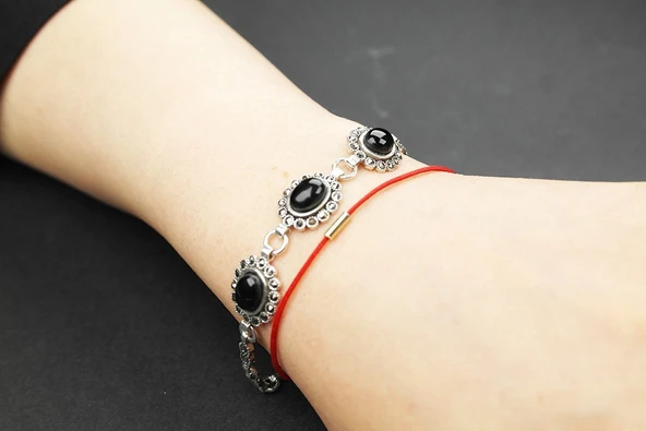 Zırh 925 Ayar Oltu Taşlı Gümüş Bileklik - 4