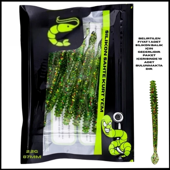 Uyguna-Yakala 2,2g 87mm Silikon Sahte Kurt Yem - 1041-CGGR ürün görseli