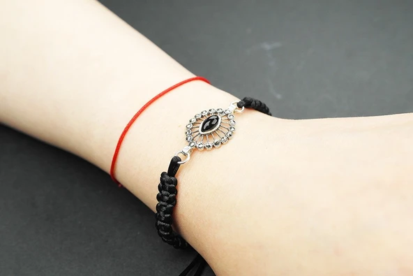 GÖZDE OLTU TAŞI GÜMÜŞ ÇERÇEVE  AYARLANABİLİR  BİLEKLİK - 4