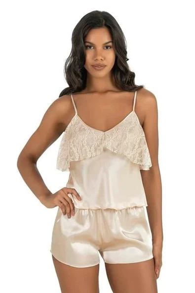 Arias Closet Fildişi Saten Şort Takımı 9214 ürün görseli 1