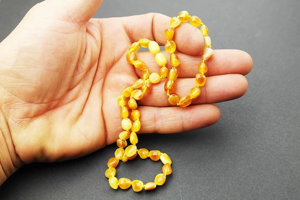 Amber Ateşi Renkli Damla Kehribar Bebek Diş Seti - 3