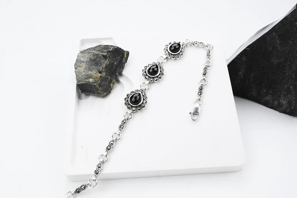 Ayça 925 Ayar Oltu Taşlı Gümüş Bileklik ürün görseli 1