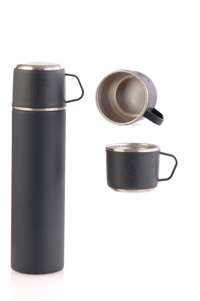 Paslanmaz Çelik 3 Bardaklı Termos 500ml - 6 Saat Sıcak, 12 Saat Soğuk Tutma Özelliği - Resim 3