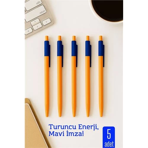 Modacar Tükenmez Kalem Mavi Ofis ve Okul İçin Pratik Yazım 5 li PAKET - 1