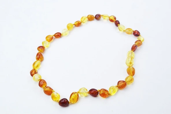 Balözü Renkli Doğal Kesim Damla Kehribar Bebek Kolye - 3