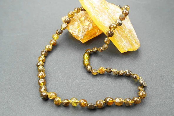 Toprak Nefesi   Doğal Kesim Damla Kehribar Yetişkin Kolye - Resim 3