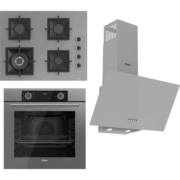 Ferre Flameart Sc Serisi Gri Set (SC408-WFA + XE63CPR +D088 ) - 65 Cm'lik Kare Döküm Izgara-Wok ürün görseli 1