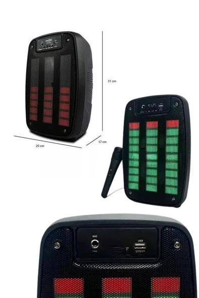 Bluetooth Hoparlör Taşınabilir Şarjlı Işıklı Büyük Boy Yüksek Ses Kaliteli - Resim 3