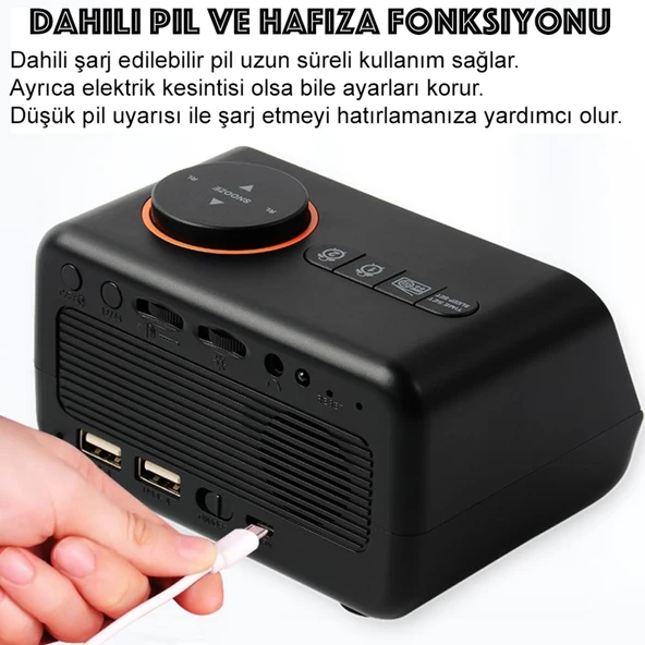 HyMark Dekoratif LED Dijital Saat FM Radyo 2 Alarm Sıcaklık ve Nem Göstergeli Şarjlı Pilli Saat - 6