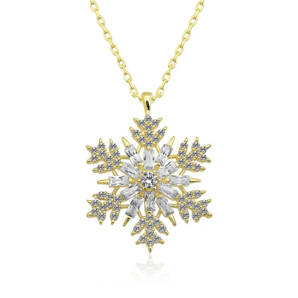 BlackCraft 925 Ayar Gümüş Gold Kar Tanesi Kadın Gümüş Kolye (BC-AC7891) ürün görseli 1