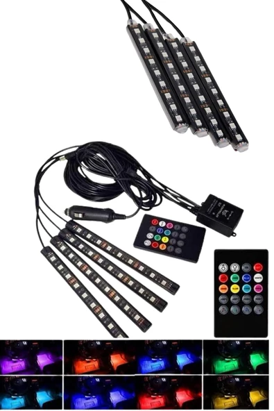 Araç Içi Aydınlatma Kumandalı 12 Led Ayak Altı Led Ambiyans Işığı Sese Duyarlı Kumandalı - 3