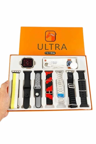 7 Kordonlu Akıllı Saat Plastik Kordon Hasır Kordon Çelik Kordon - Resim 5