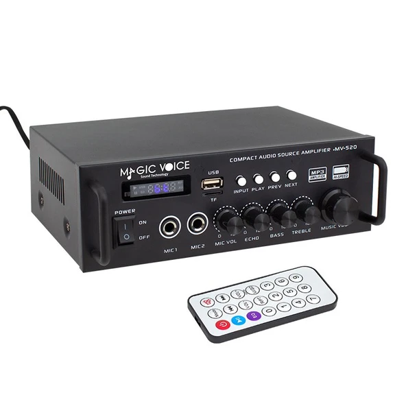 MagicVoice MV-520 30Watt USB/SD/UK Bluetooth 2 Giriş 220/12V Trafosuz Amfi - Anfi ürün görseli