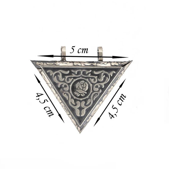 BlackCraft 925 Ayar Gümüş Üçgen İçi Açılabilen Gül Muskalık Gümüş Kolye (BC-DBBDD2) - Resim 2