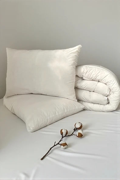 Alla Turca Pamuk Dolgulu Çift Kişilik Yorgan ve 2'li Yastık Seti - Resim 3