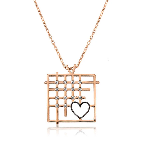 BlackCraft 925 Ayar Gümüş Parmaklıklar Arasındaki Aşk Kadın Gümüş Kolye (BC-937240) ürün görseli 1