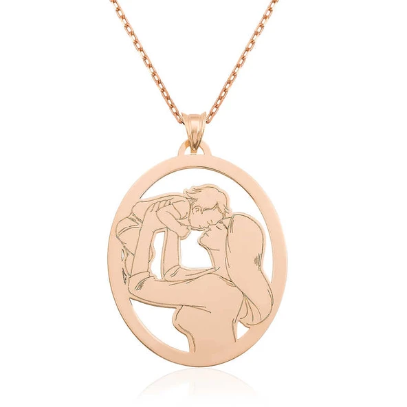 BlackCraft ​925 Ayar Gümüş Anne Bebek Gümüş Kadın Kolye (BC-8BCCF5) ürün görseli 1