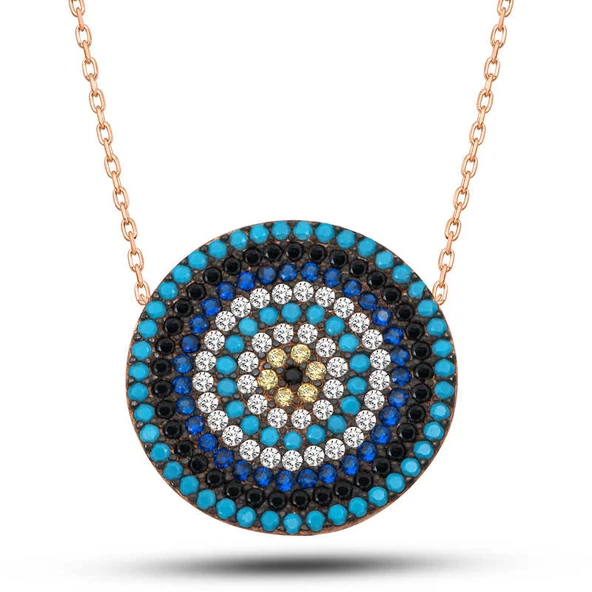 BlackCraft 925 Ayar ​Gümüş Rose Nazar Kadın Kolye (BC-673B46) ürün görseli 1