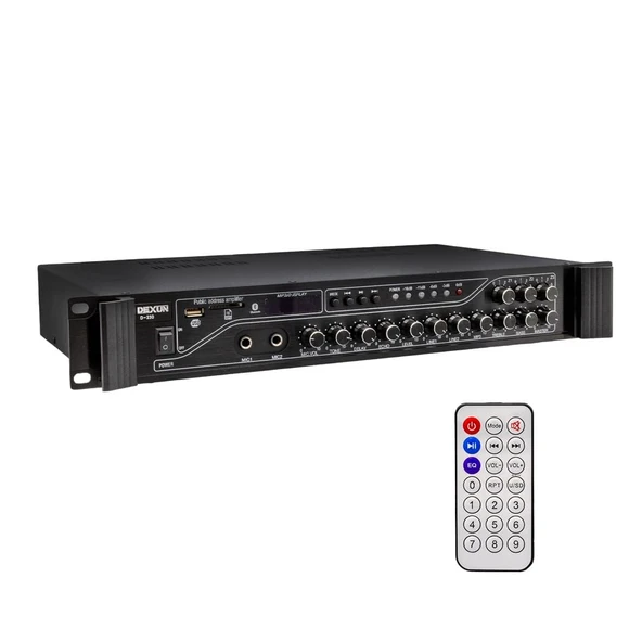 Dexun D-230 250 Watt 3 Zone İki Mikrofon Girişli Hat Trafolu Anfi ürün görseli