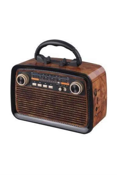 Müzik Kutusu Bluetooth Bağlantılı El Fenerli Nostaljik Tasarım Radyo - 5